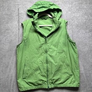 Sid Mashburn Green Hooded Vest Mens Large Packable‎ Zip Windbreaker Nylon Core